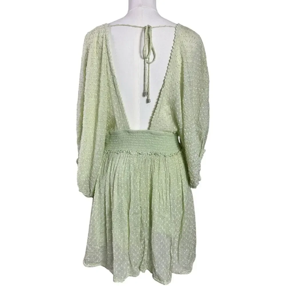 Free People Bohemian Ethereal Cottage Sweet Dreams Mini Dress Frozen Dew Size XL